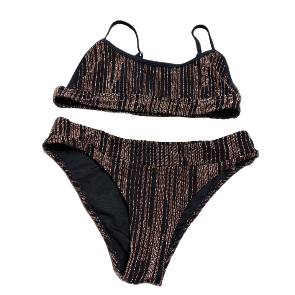 Black and Copper Striped Bikini